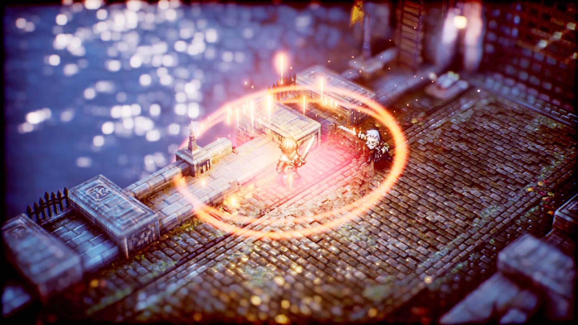 Gameplay-Screenshot von Serenoa bei der Ausführung einer Kampfaktion.