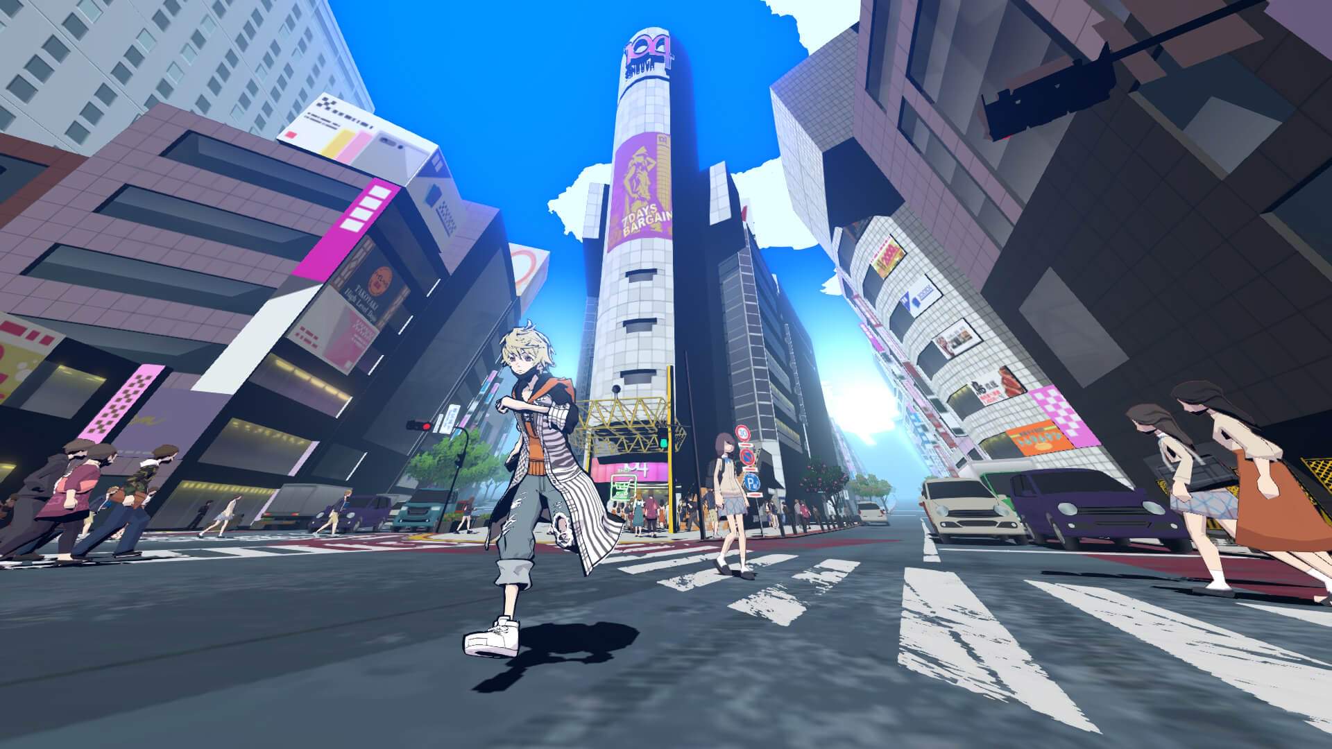 Rindo running in front of the 104 Building