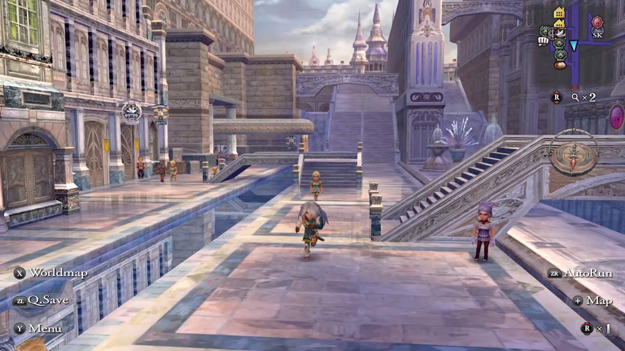 Gameplay screenshot of Gray running through a city
