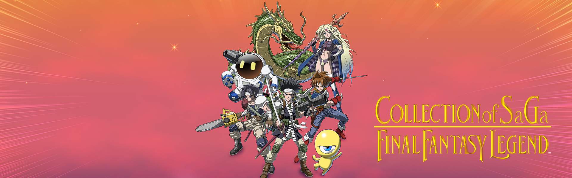 Banner da COLLECTION of SaGa FINAL FANTASY LEGEND™ exibindo os personagens e o logotipo do jogo