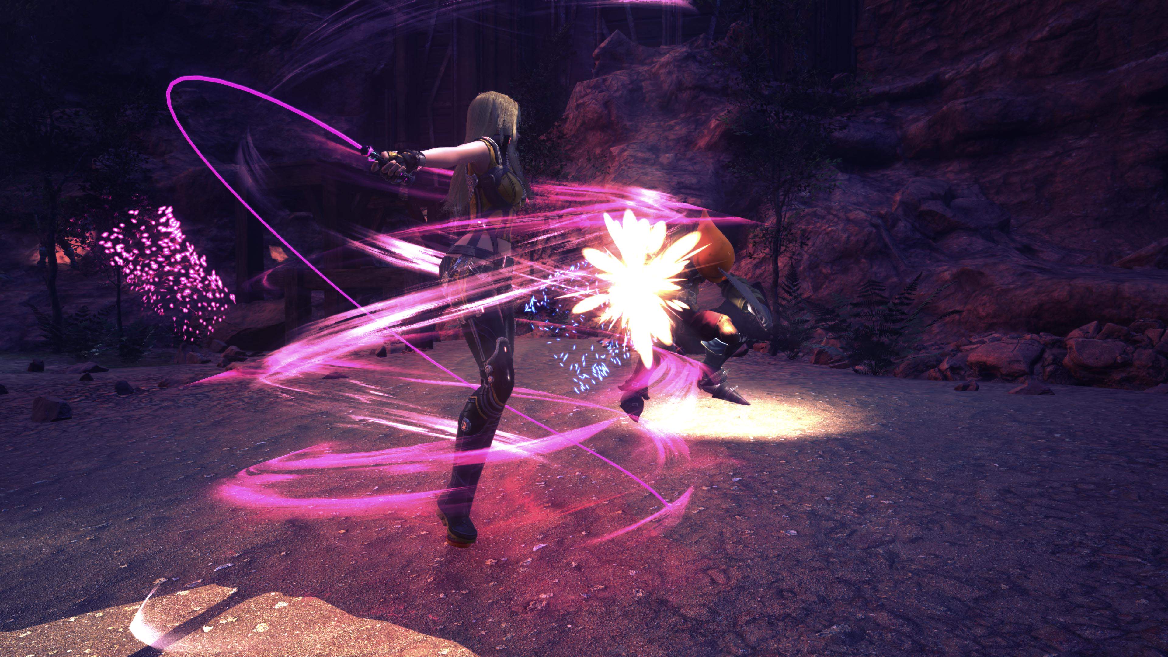 A blonde woman, Elena, fights with a magical whip against an enemy