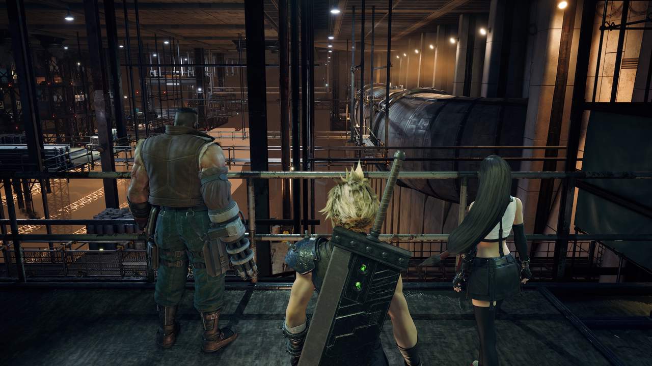 Cloud, Barret and Tifa in the Midgar plate