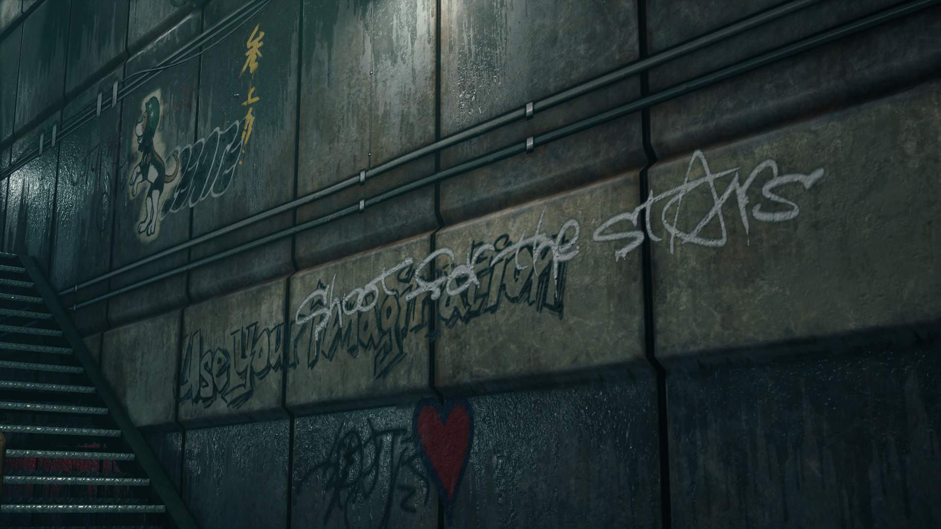 Graffiti on a wall in Midgar