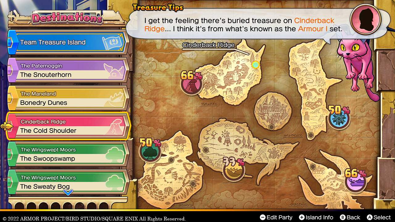 Island selection screen