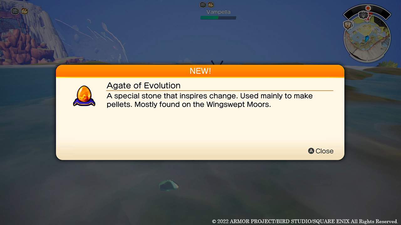 Mia collecting an Agate of Evolution - used to make pellets
