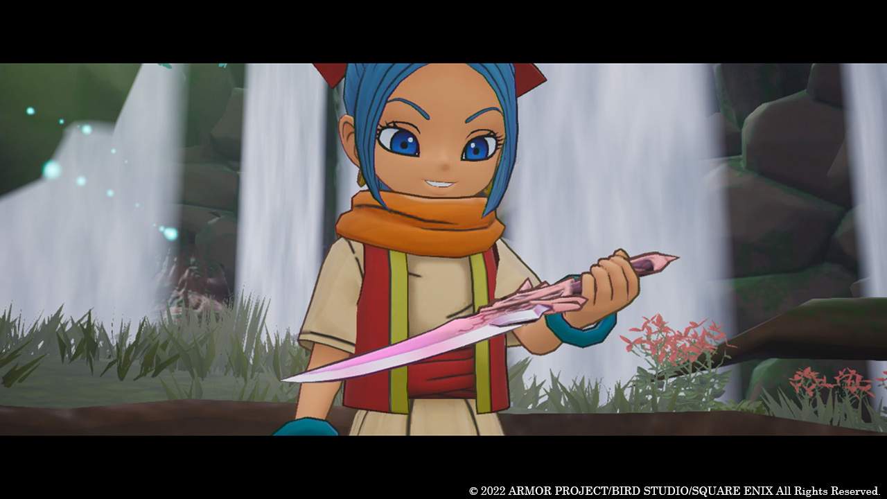 Mia holding a Dragon Dagger