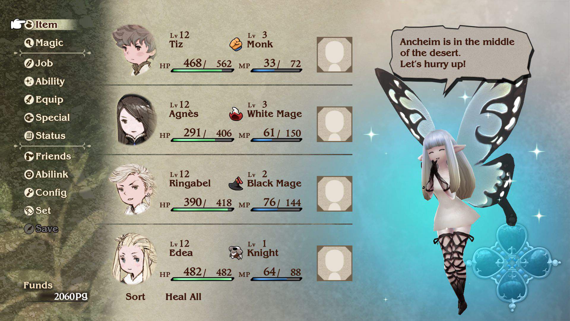 Redesigned user interface - The original game released on Nintendo 3DS, so naturally the game's been reworked to play on a single screen. Quality of life features implemented in other series games, like a 'Heal All' button and recommended character levels for dungeons, are also in this game!