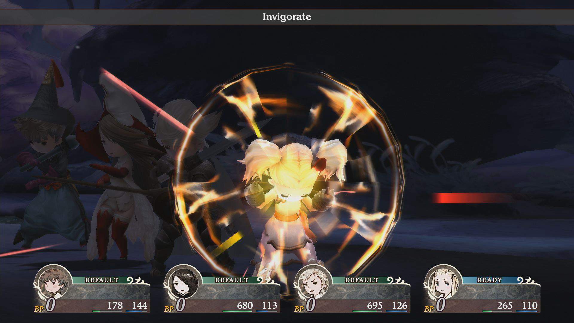 For example, use the Monk job’s ability Invigorate to raise your attack power for two turns!