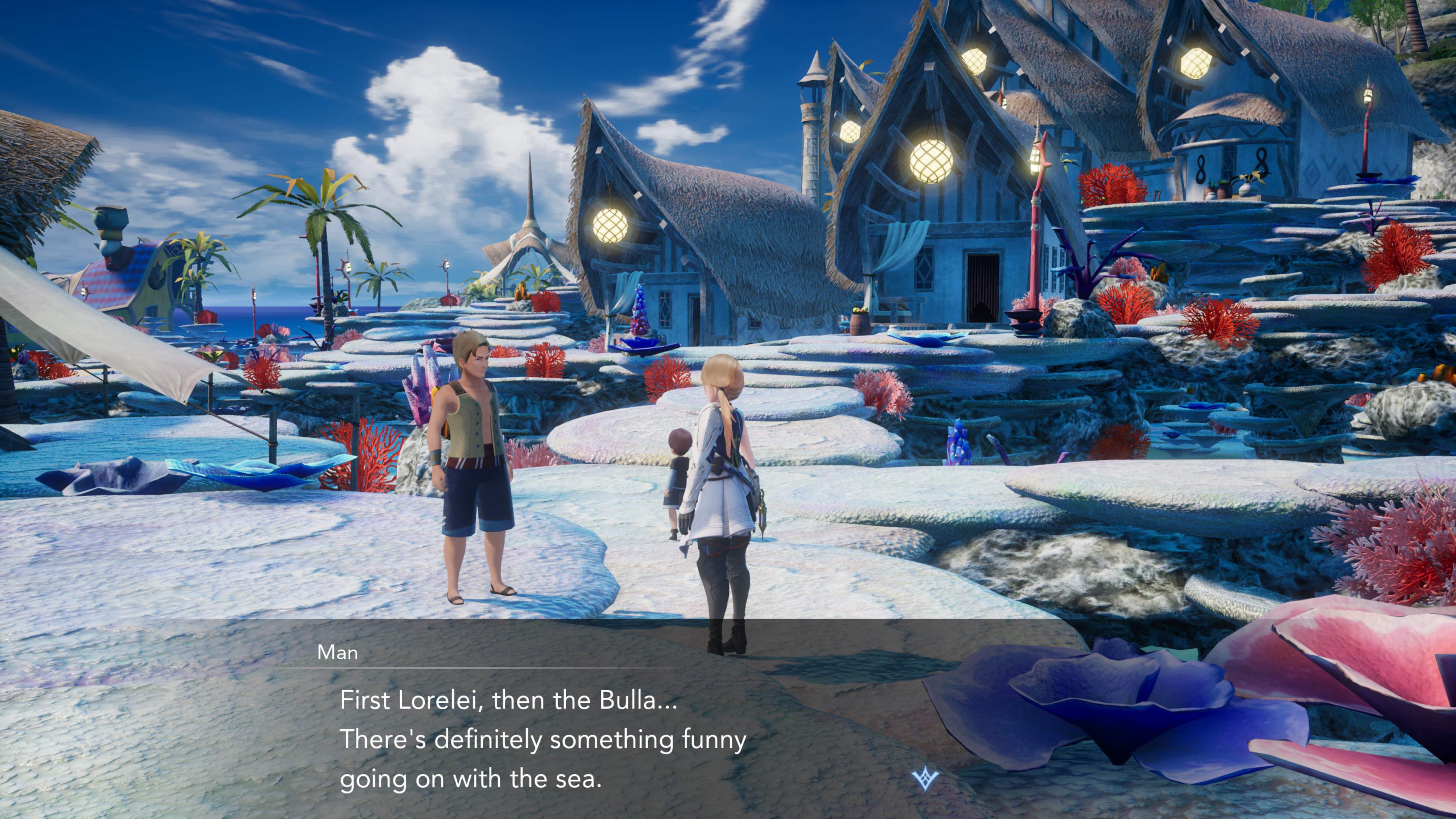 A man tells the protagonist of HARVESTELLA about the Bulla and the Sea Witch Lorelei.