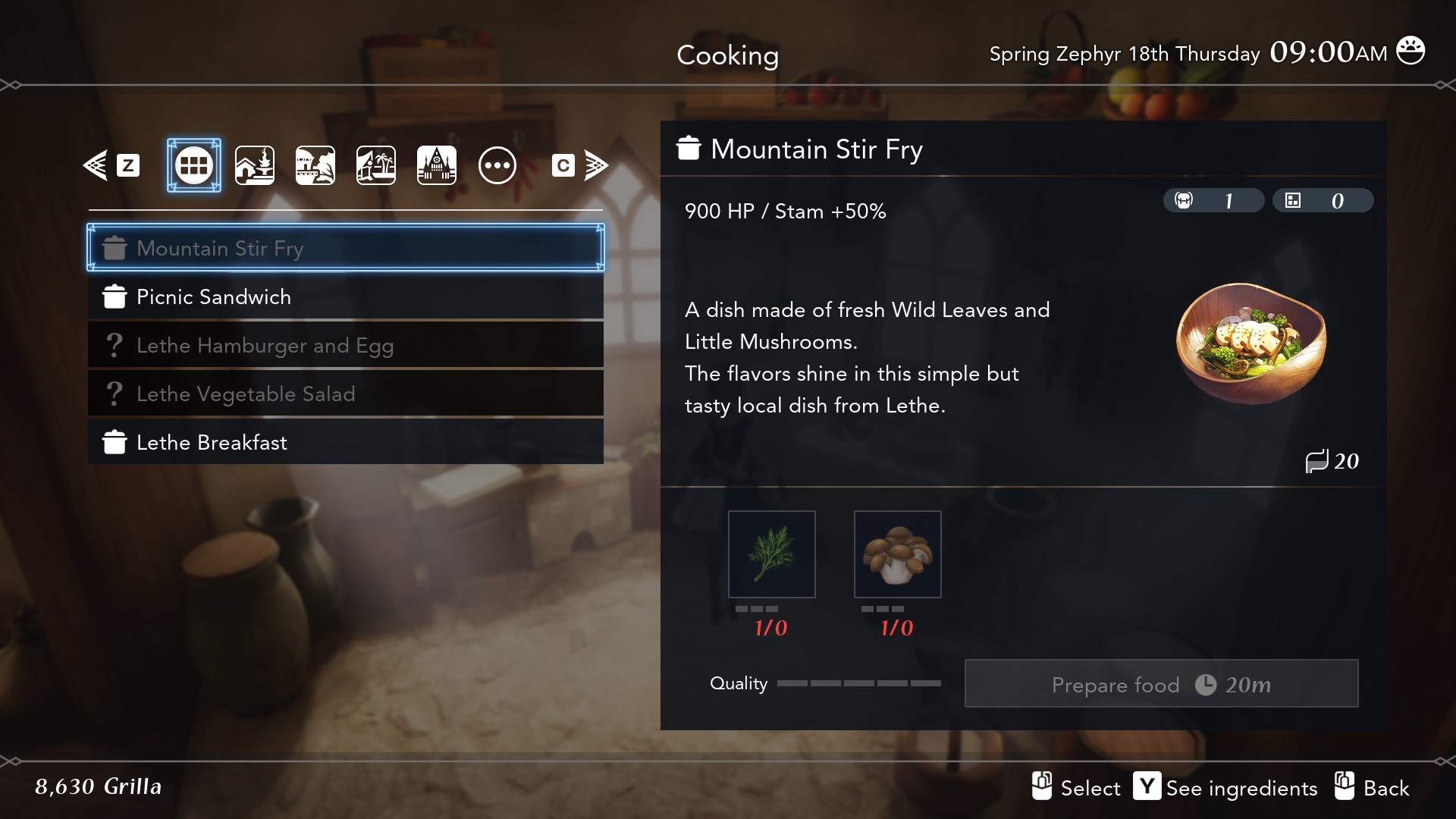 Screenshot showing recipe for Mountain Stir Fry