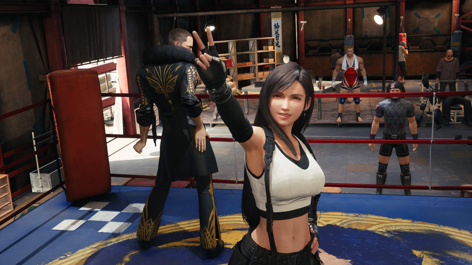 Tifa beating Andrea at pull-ups