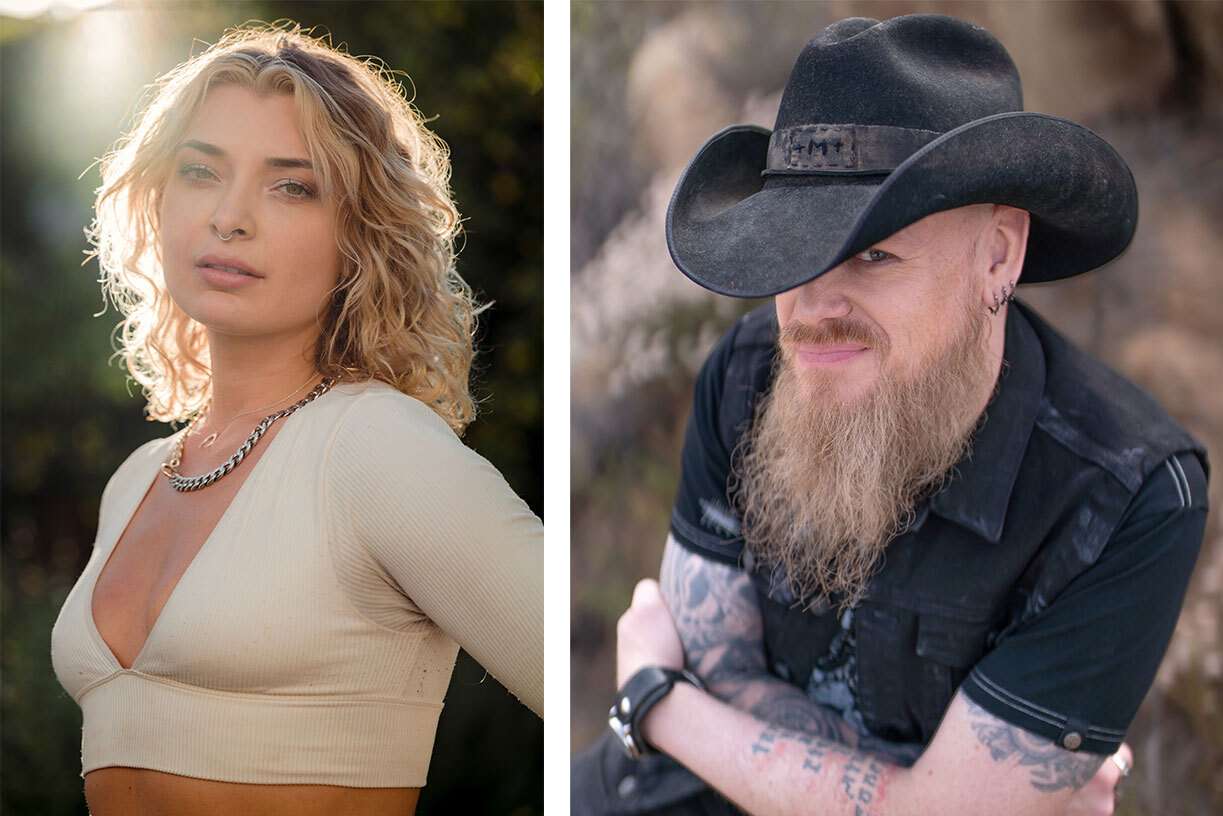 Zwei Profilbilder von Amanda Achen und Jason Charles Miller. Amanda hat blondes Haar und trägt ein beiges Top. Jason hat einen langen Bart und trägt einen schwarzen Hut sowie ein schwarzes Jeanshemd.