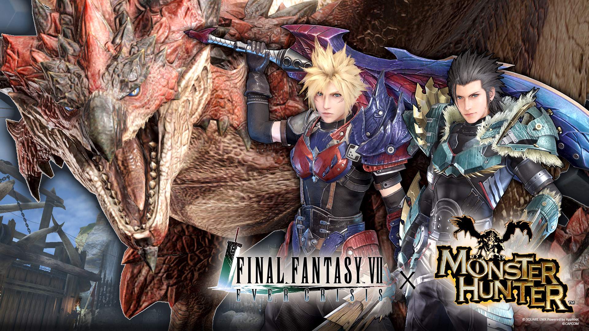 FINAL FANTASY VII EVER CRISIS x Monster Hunter Collaboration Cloud, Zack and Rathalos