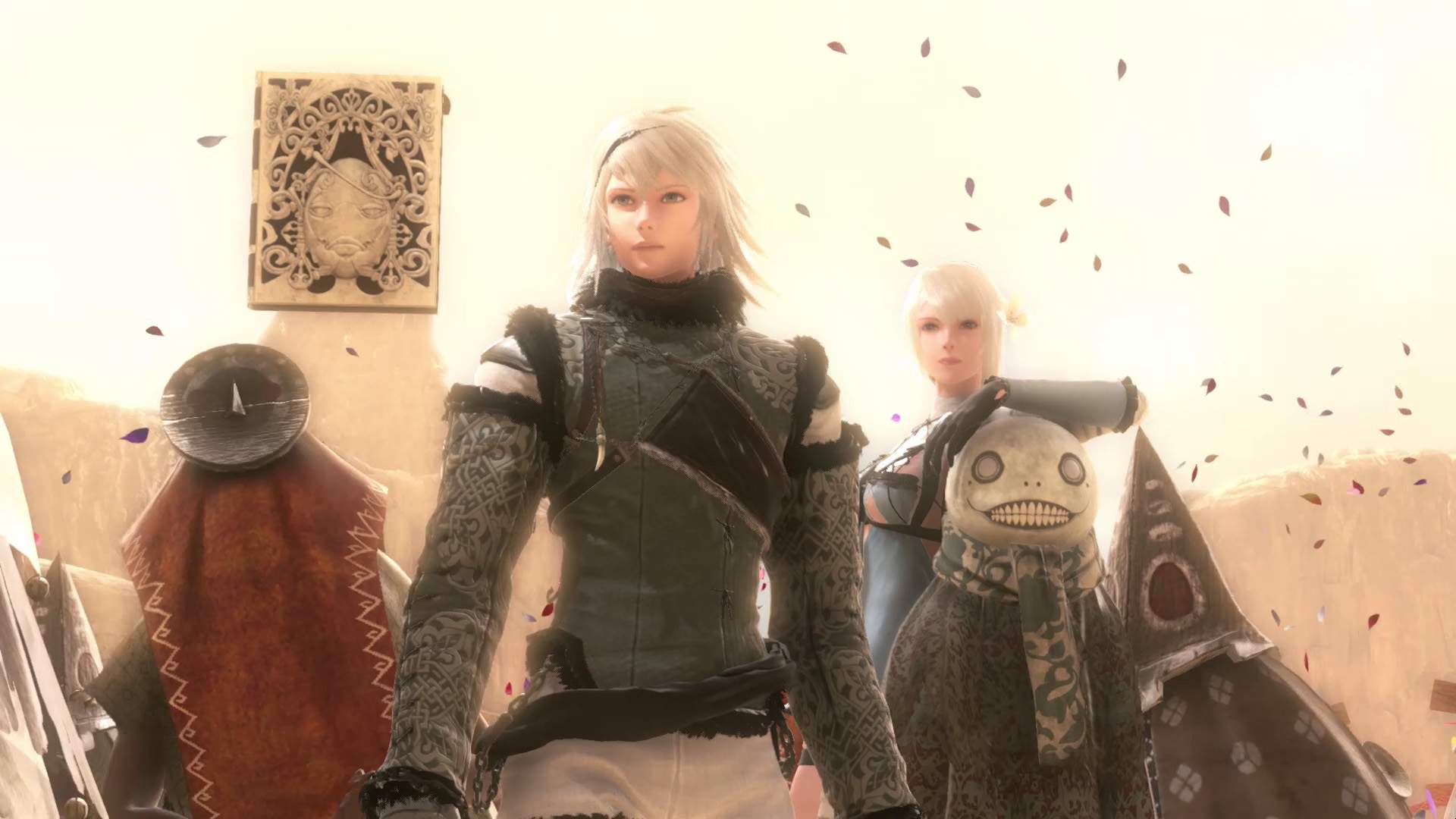 The protagonist, Grimoire Weiss, Kainé, and Emil at the Facade Wedding Ceremony.