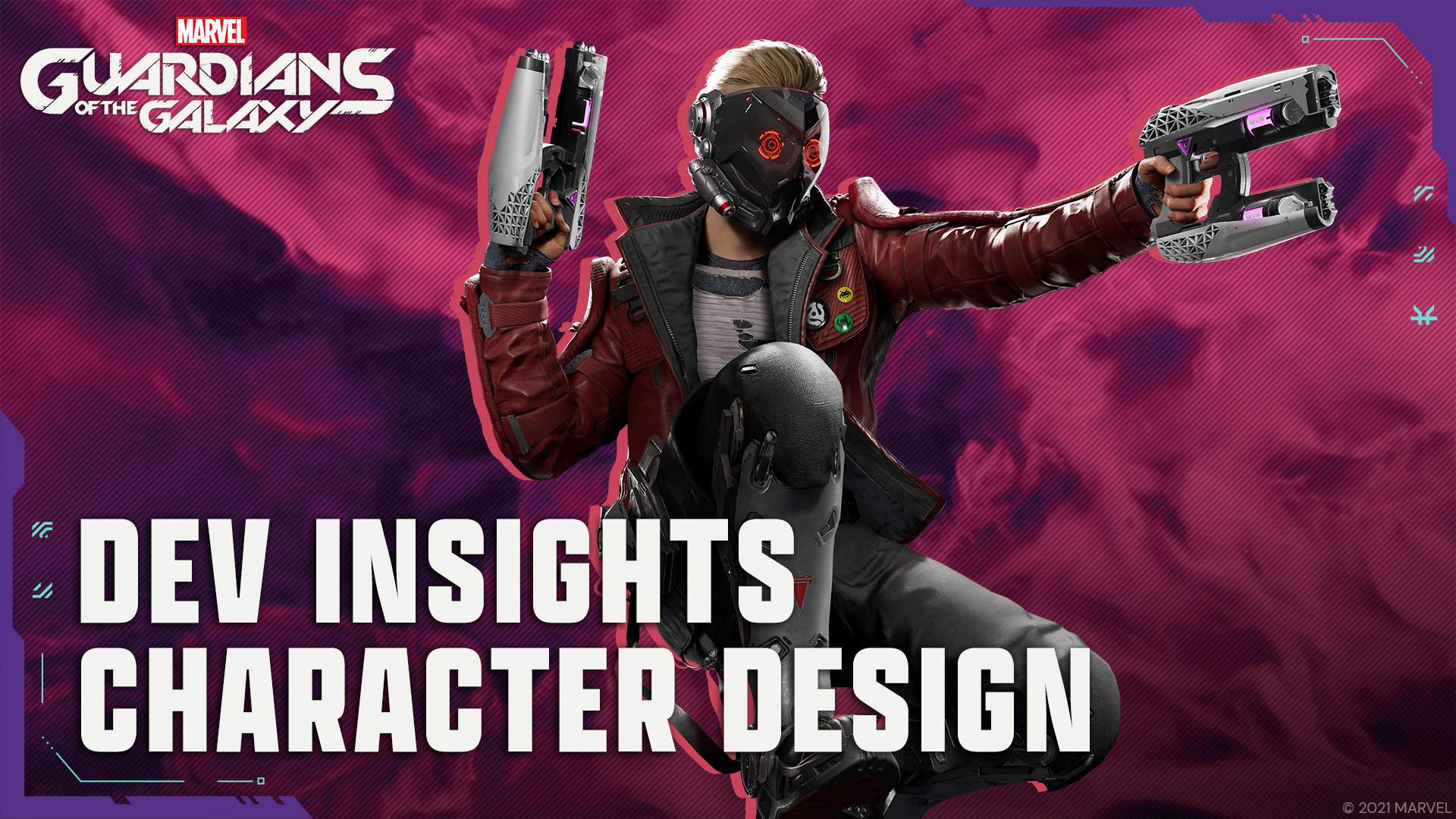 Star-Lord jumping in mid-air ready for battle.