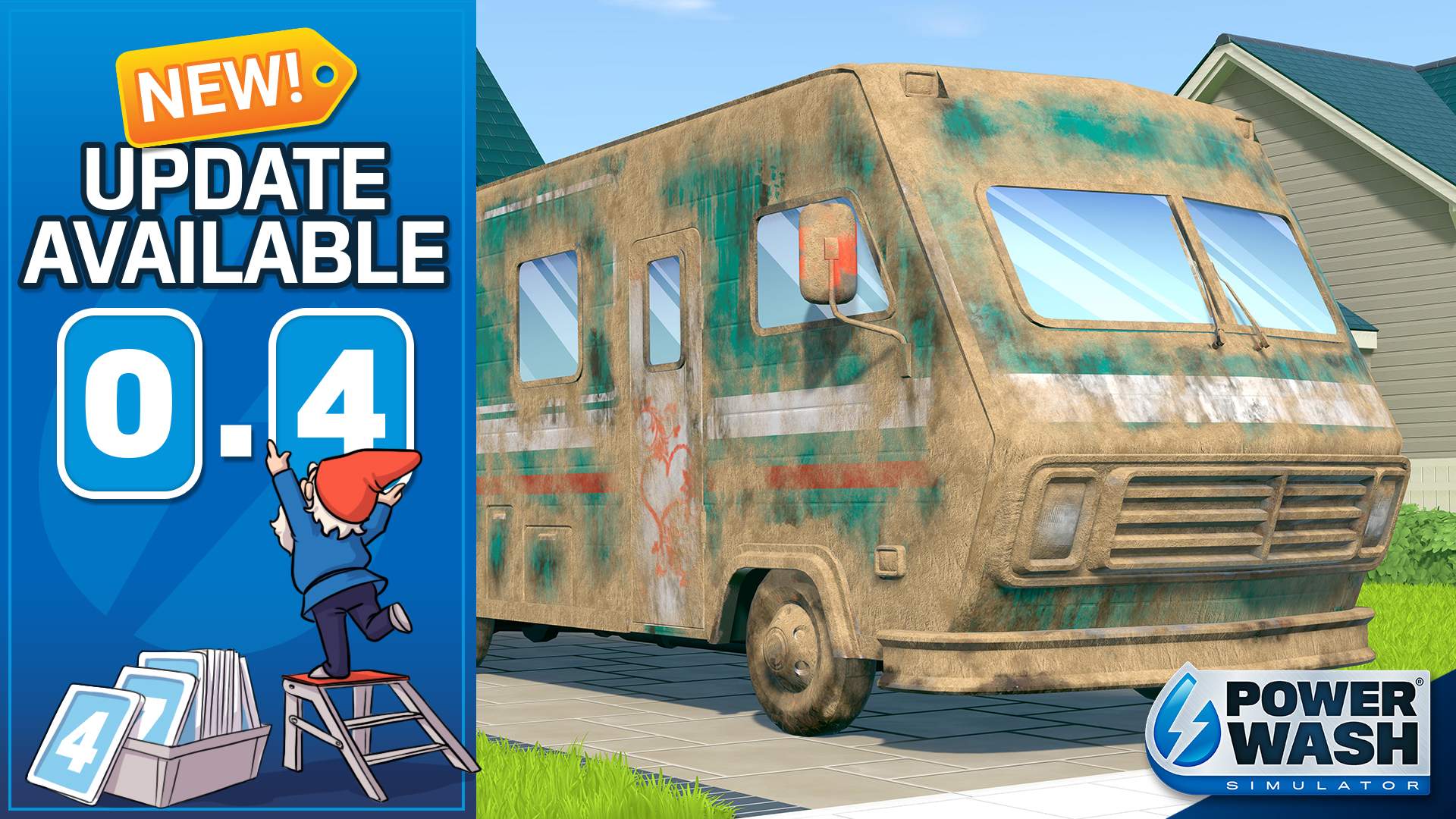 Update 0.4 Available now, a picture of a dirty RV, which is a new thing to clean in this update!