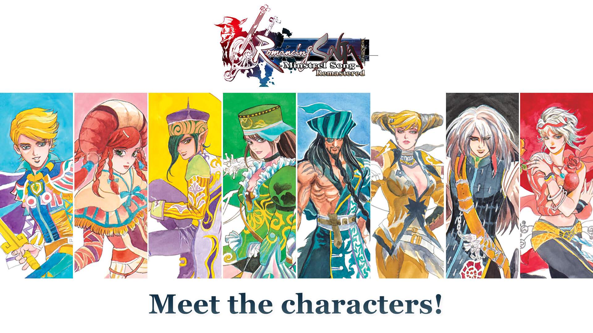 The 8 main playable characters of Romancing SaGa -Minstrel Song- Remastered
