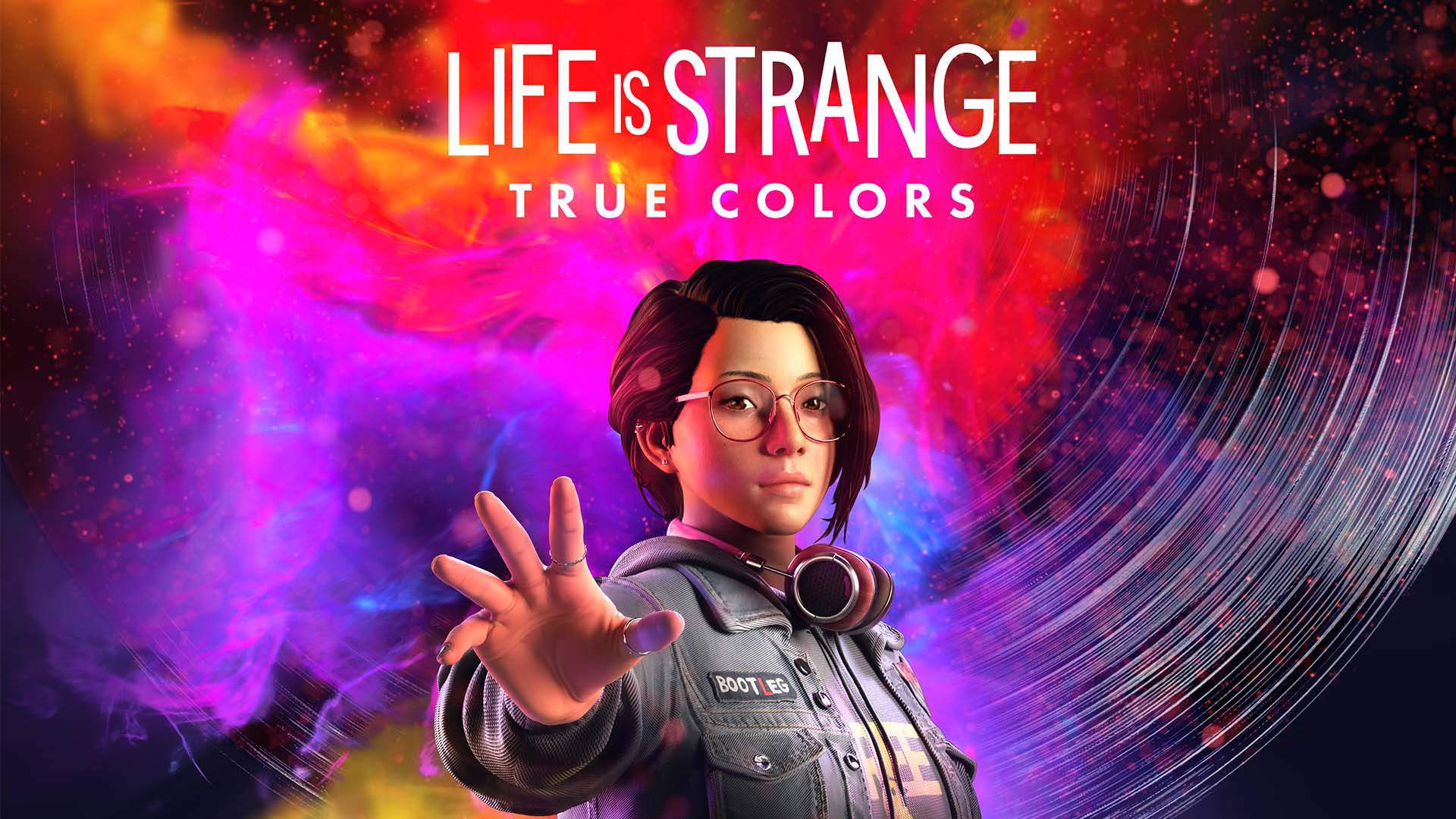 Bild aus Life is Strange: True Colors – Alex Chen vor einem farbenfrohen Hintergrund.