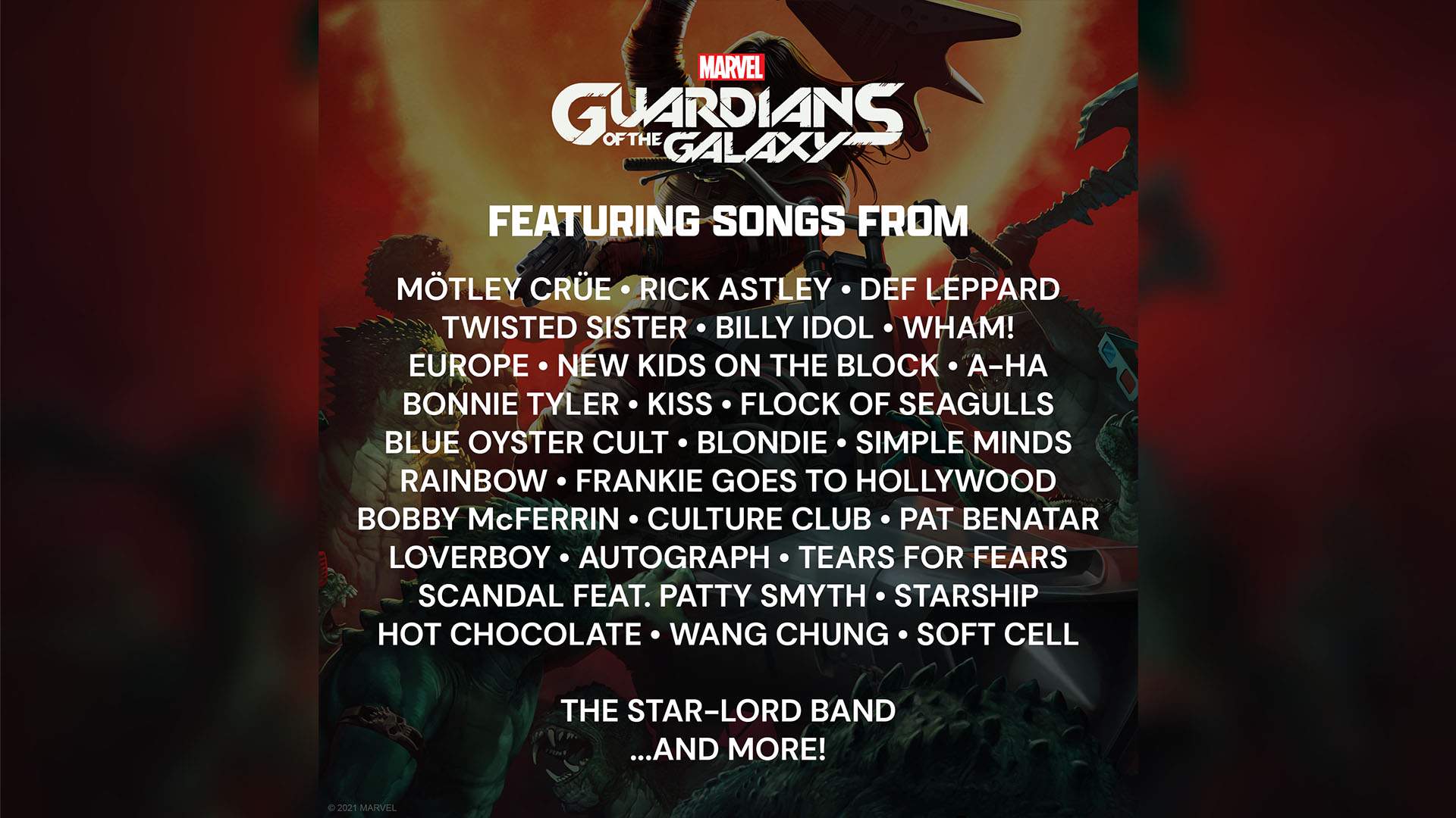 The list of music artists appearing on the Marvel's Guardians of the Galaxy soundtrack.