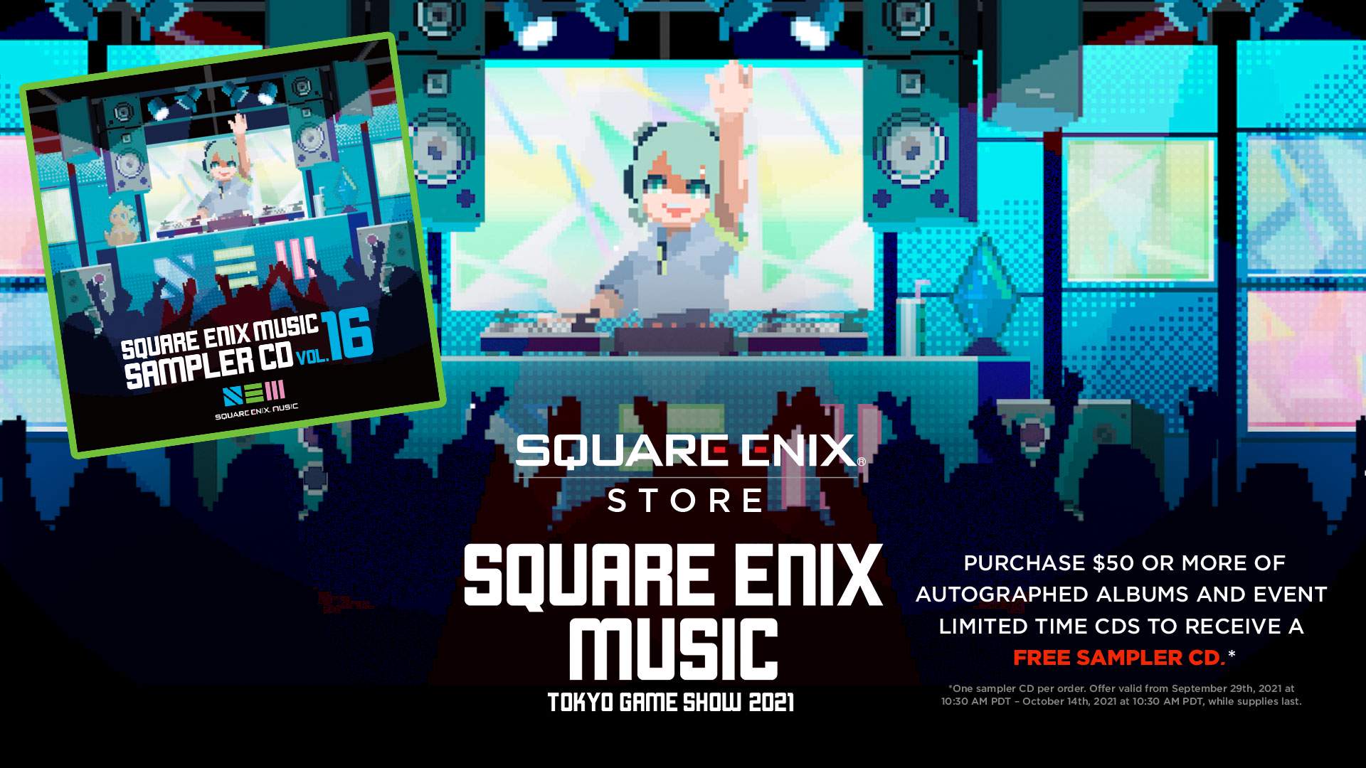 Pixel art displaying a DJ playing at a club.