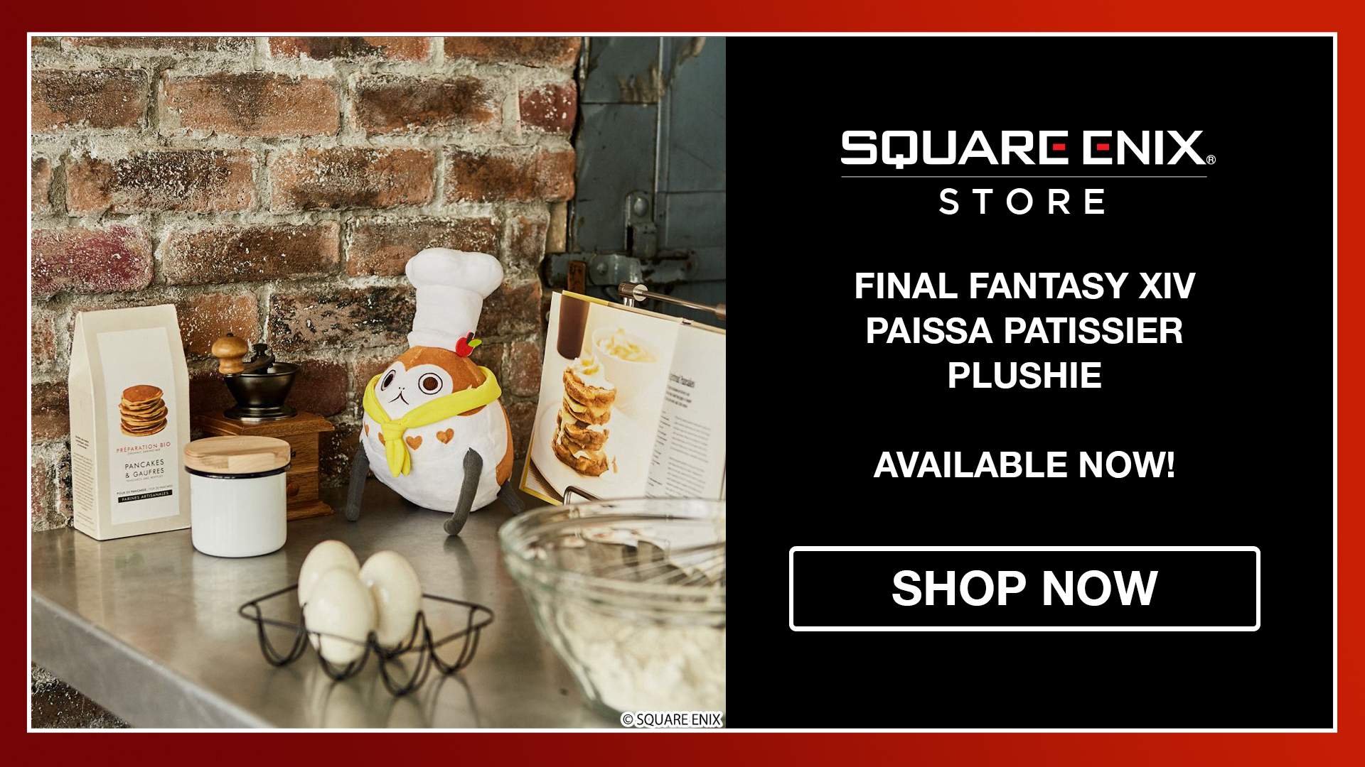 FFXIV Paissa Patissier plushie wearing an adorable culinary outfit. Available Now!