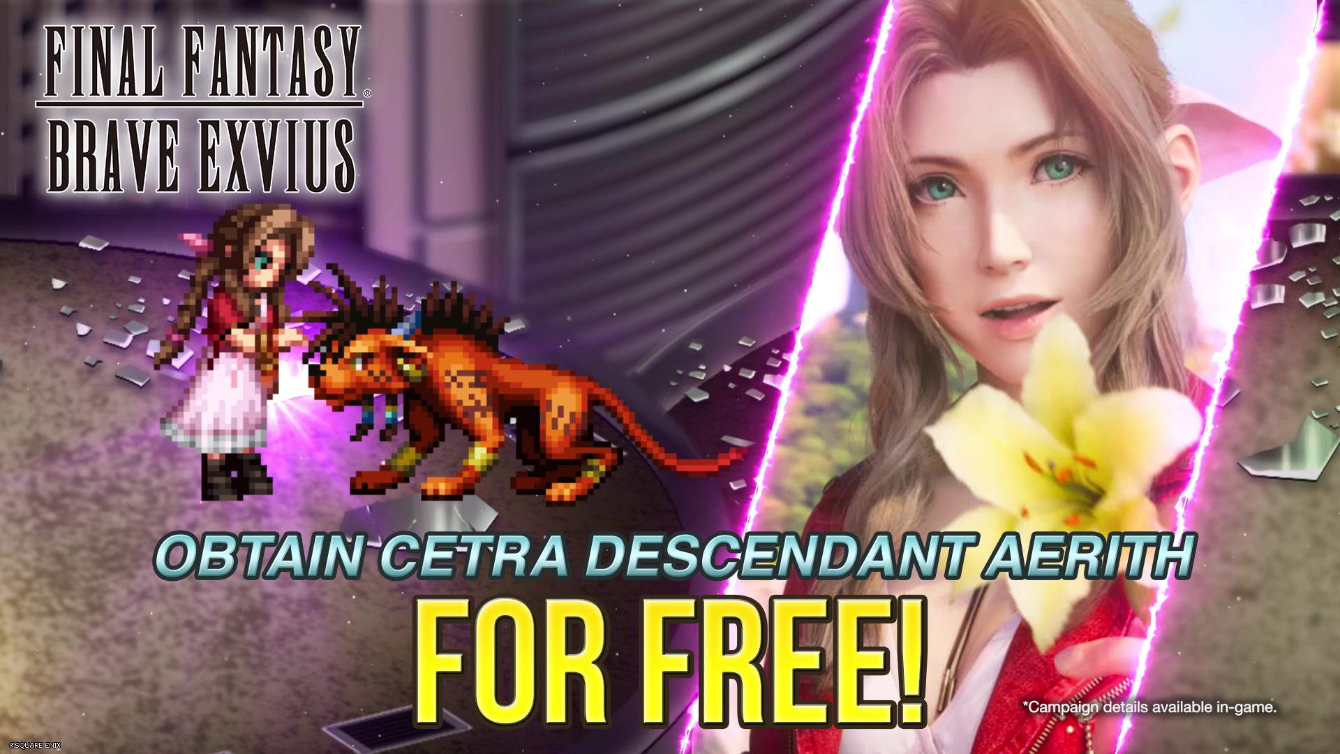 FINAL FANTASY BRAVE EXVIUS Cetra Descendant Aerith during the FINAL FANTASY VII REMAKE Collaboration