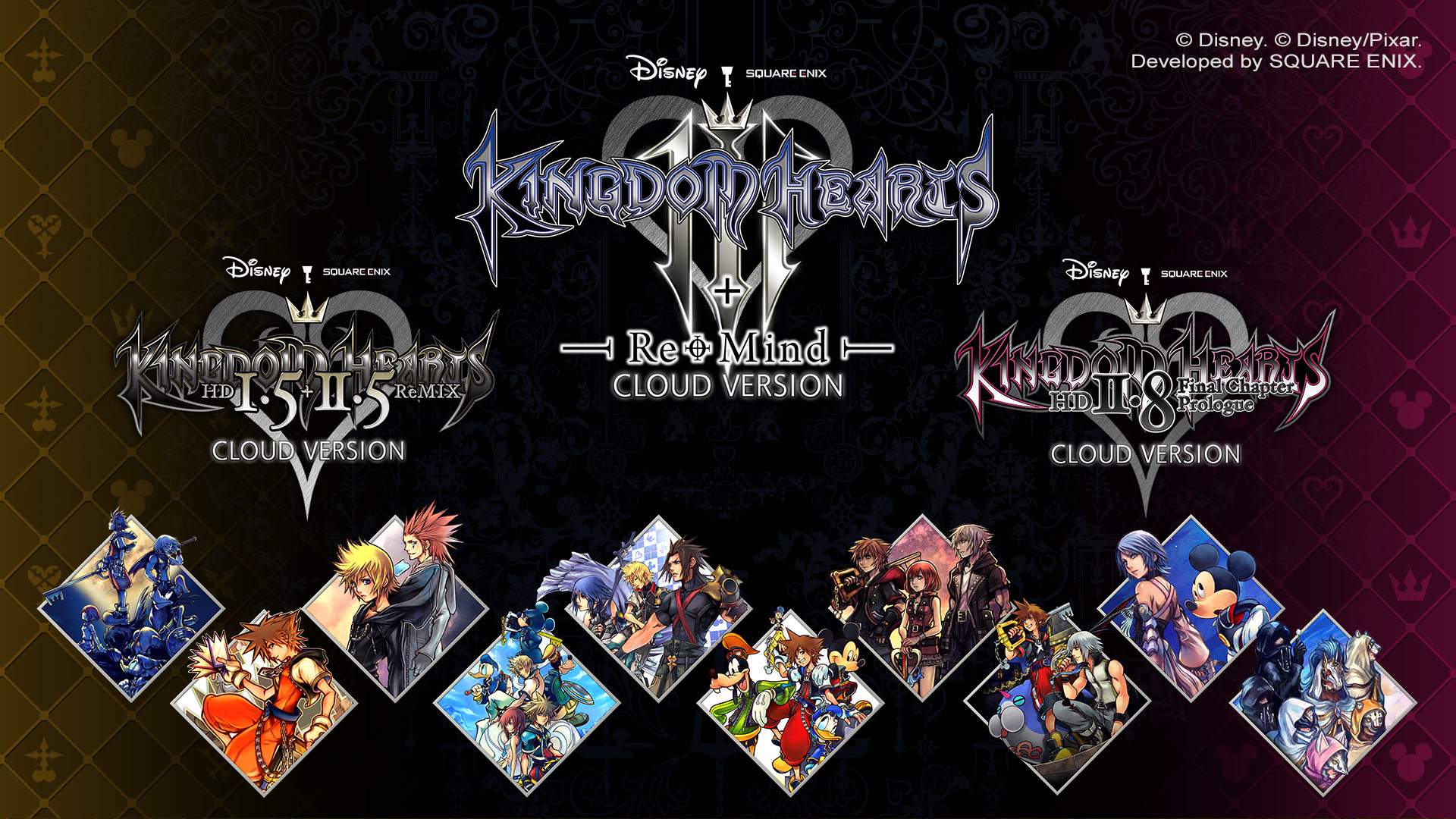 LOGOS FOR ALL THREE KINGDOM HEARTS TITLES FOR NINTENDO SWITCH FOR CLOUD & IN-GAME CHARACTERS