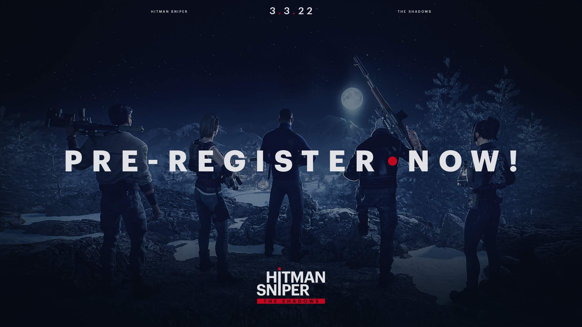 5 agents with their rifles in hand look at their target location at a distance.