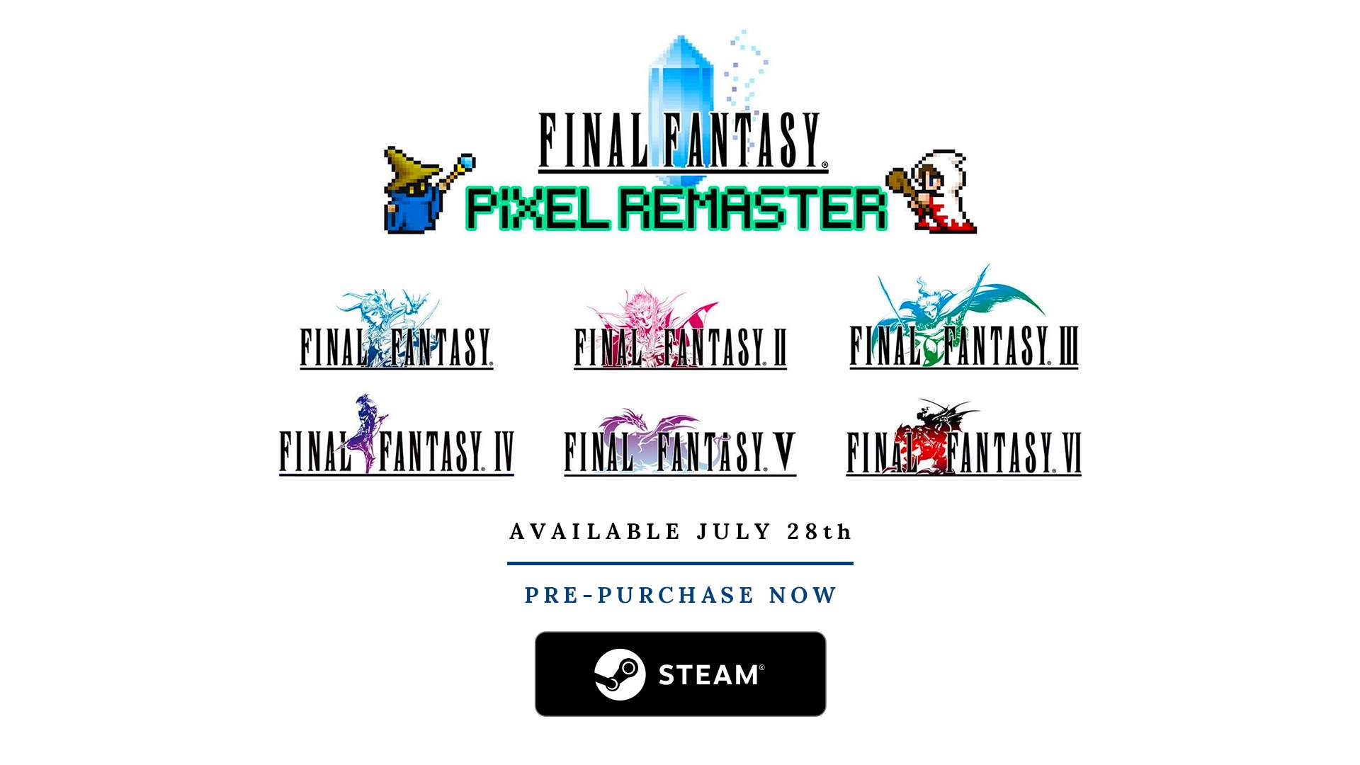 The FINAL FANTASY pixel remaster logo sits top center above FINAL FANTASY 1-6 logos