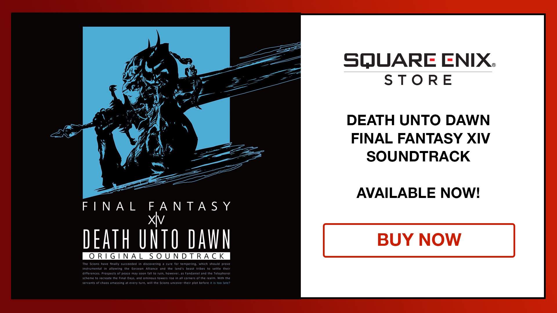 DEATH UNTO DAWN: FFXIV ORIGINAL SOUNDTRACK cover art. Available now on the Square Enix Store!.