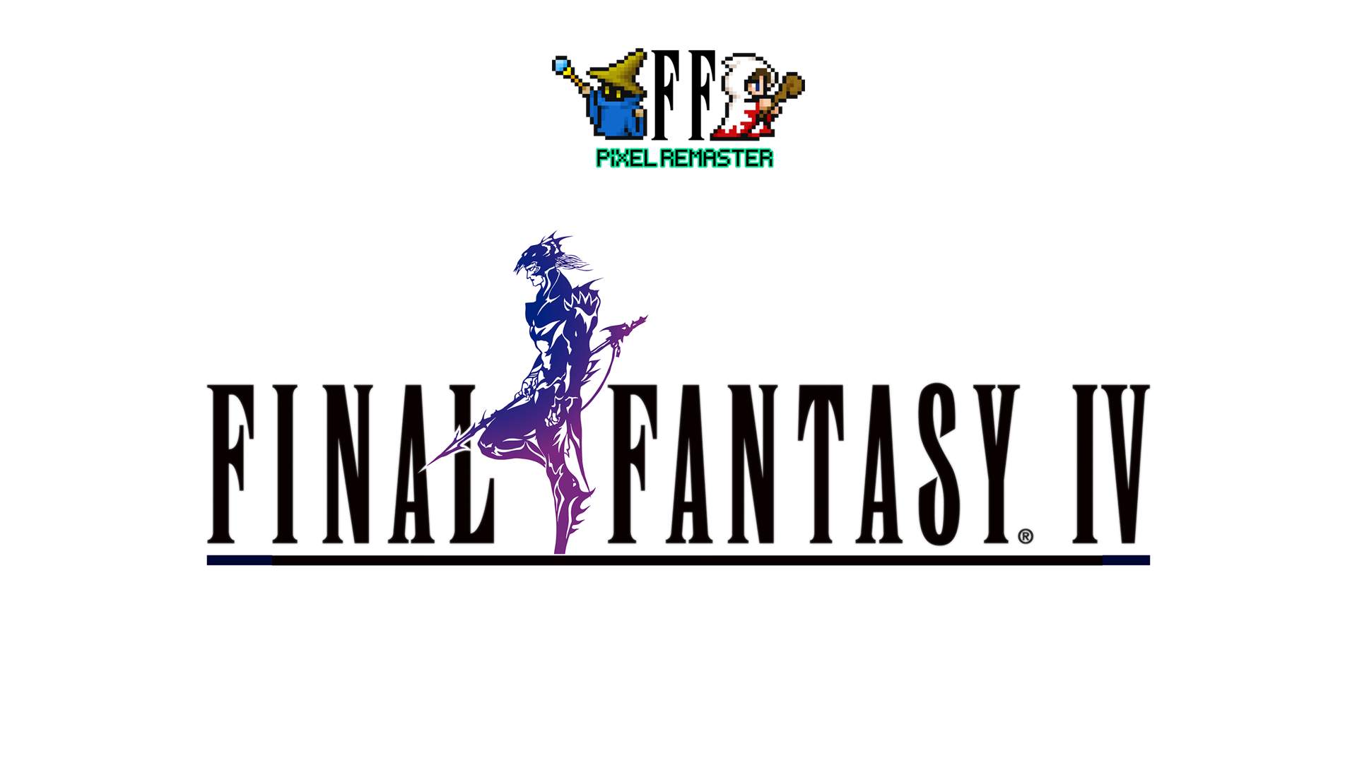 FINAL FANTASY 4 logo underneath a ‘FINAL FANTASY pixel remaster’ logo on a white background