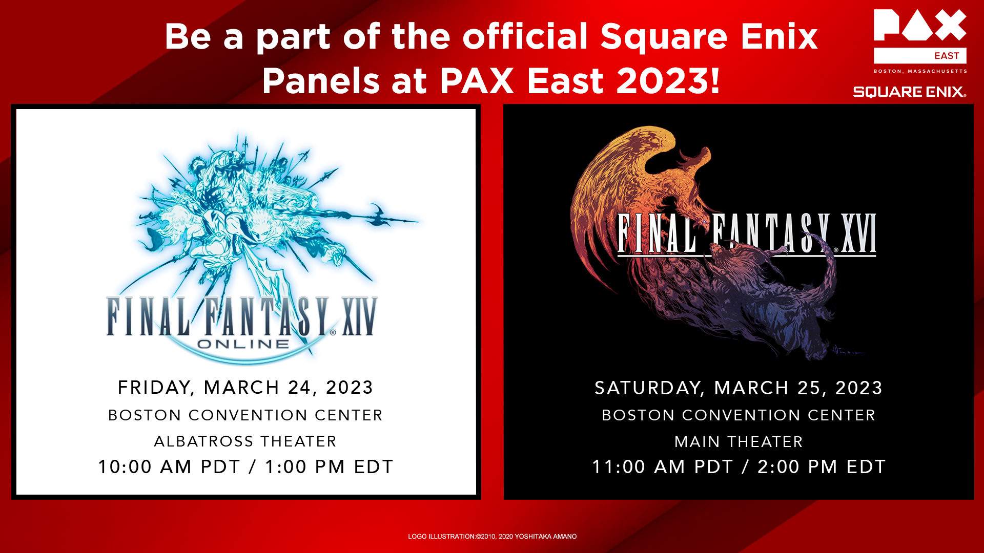 PAX East 2023 Panels featuring FINAL FANTASY 16 and FINAL FANTASY 14.