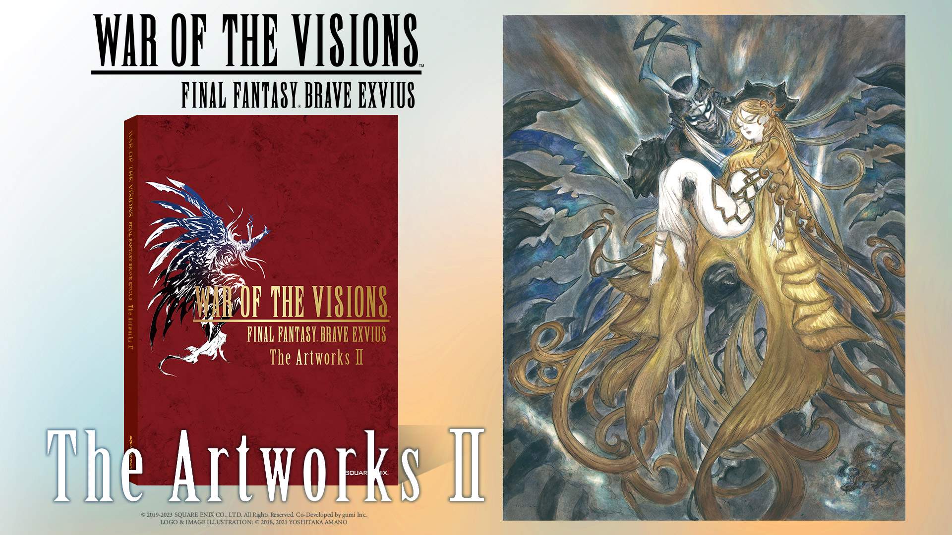 WAR OF THE VISIONS FFBE Volume 2 des Artbooks mit Poster Illustration von Gilgamesh und Amnelis