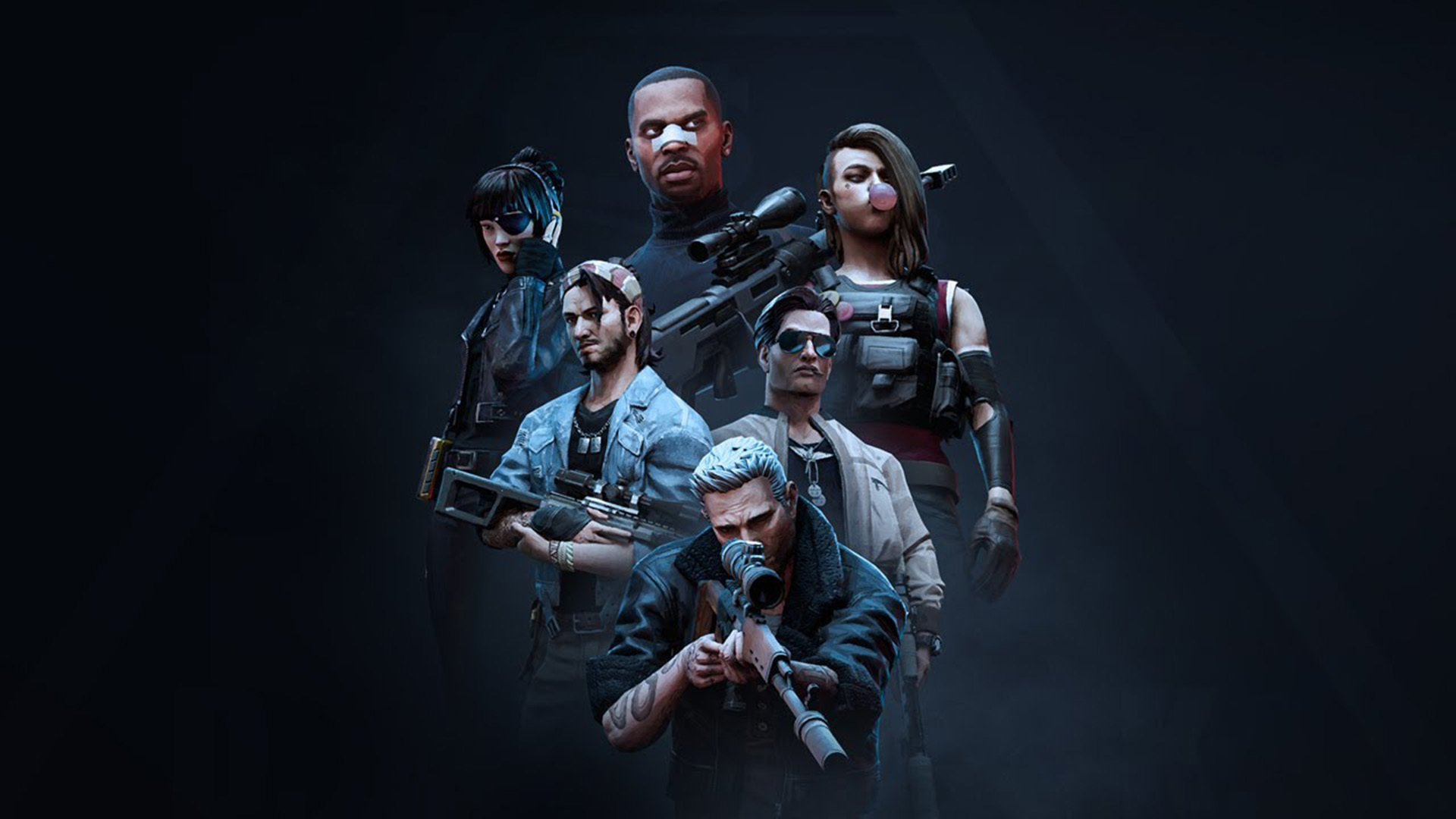 All six of the agents posing for the camera in an action pose.